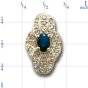 A4133 14K BEZEL SAPPHIRE SLIDE - ANTIQUE LOOK 